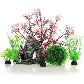 PLANTAS DE PLÁSTICO Y ROCAS PARA ACUARIO